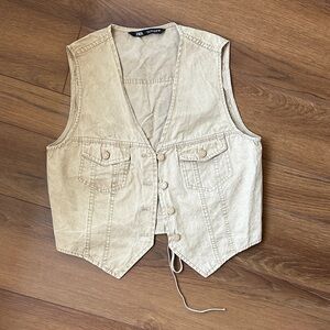 Zara Light Tan Denim Vest